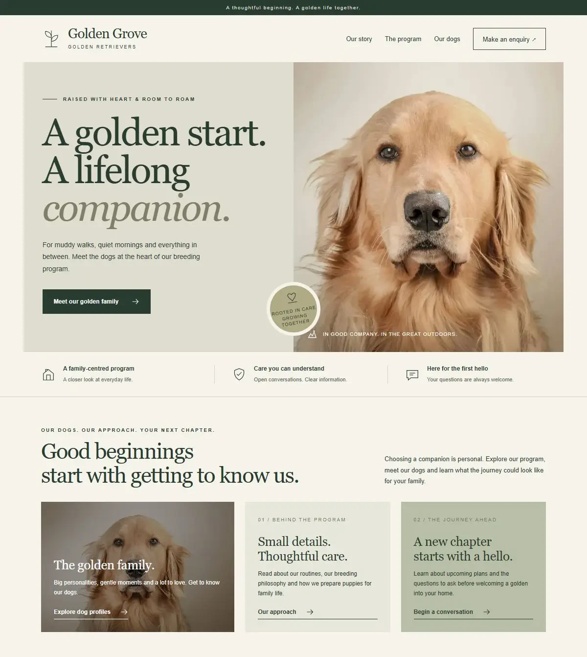 Golden Grove full website design preview